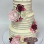 Pink and Red Roses Wedding Cake